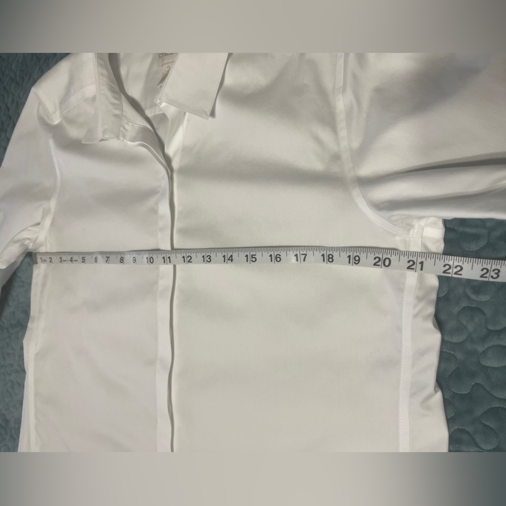 Chico’s Size 2 Large Women’s Shirt Blouse Long Sleeve White Button No-Iron - Picture 3 of 5